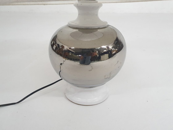 Image 1 of White and silver ceramic table light attrb. to Bitossi, Italy 1970's