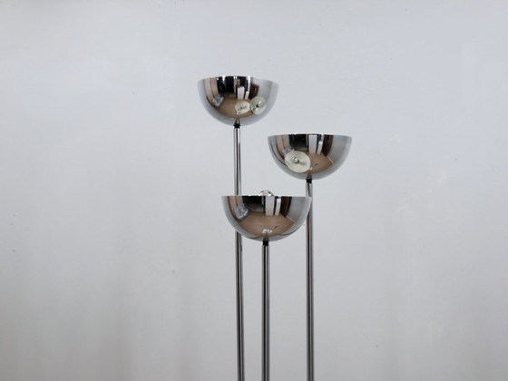 Image 1 of Lamperti 3-koloms chromen vloerlamp uit de jaren 70, ruimtevaarttijdperk Italiaans design