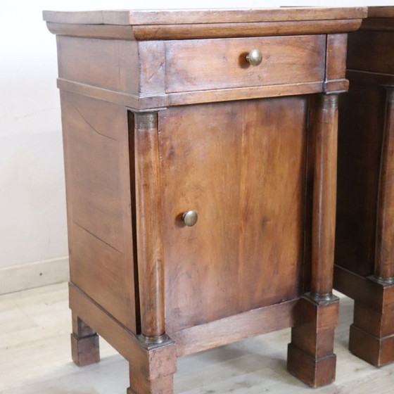 Pair of antique nightstands in solid walnut, Italy early 19th century, Wood, Brown, Classicisme (photo 6 of 15)