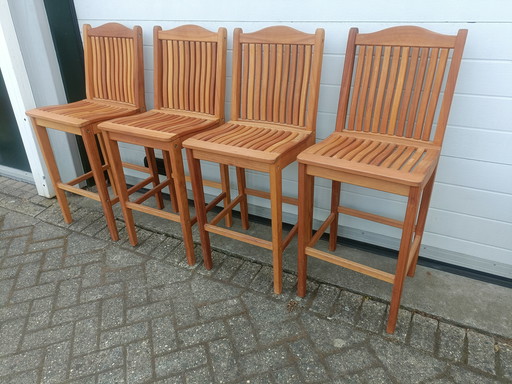 4 hardwood bar stools