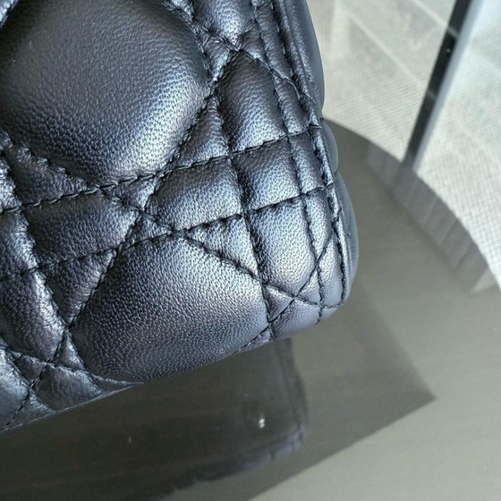 Image 1 of DIOR LADY MEDIUM - CANNAGE LAMBSKIN BLACK SILVER HARDWARE