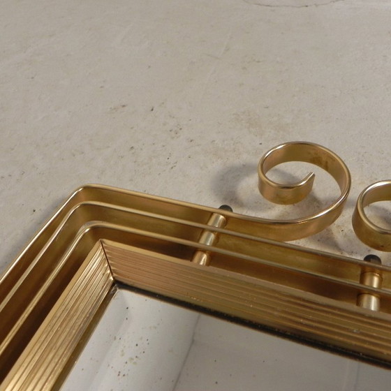 Image 1 of Vintage geslepen spiegel in aluminium frame, jaren 50