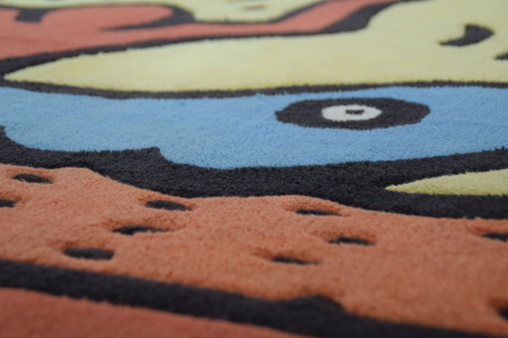 Image 1 of Tapis vintage « Dolphin Ride » conçu par Keith Haring, années 1990