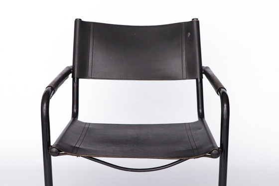 Image 1 of Mid-Century Bauhaus Cantilever Chair – Black Leather, Attributed to Mart Stam, 1980s Vintage Modern Design, Metal Frame