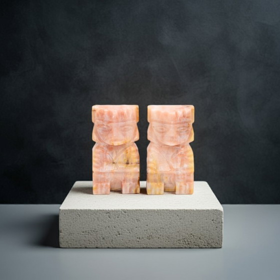 Image 1 of Aztec Onyx Bookends – Authentic Hand-Carved Mexican Stone Art (Set of 2)