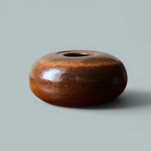 Brown vintage ceramic vase from Töpferhof Gramann Mid-Century