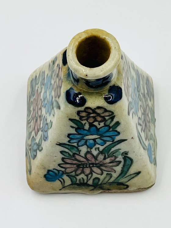 Image 1 of Antique Persian Ceramic Flask, Qajar Period, Islamic Art, 19th Century