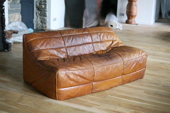 Canapé Ligne Roset, van Michel Ducaroy, model Anais, 1981 – 2 zitsbanken, Leer (photo 19 of 31)