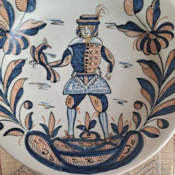 Coppia di grandi piatti da parete in ceramica spagnola fatti a mano – 33,5 cm. – Decorazioni murali (photo 4 of 10)