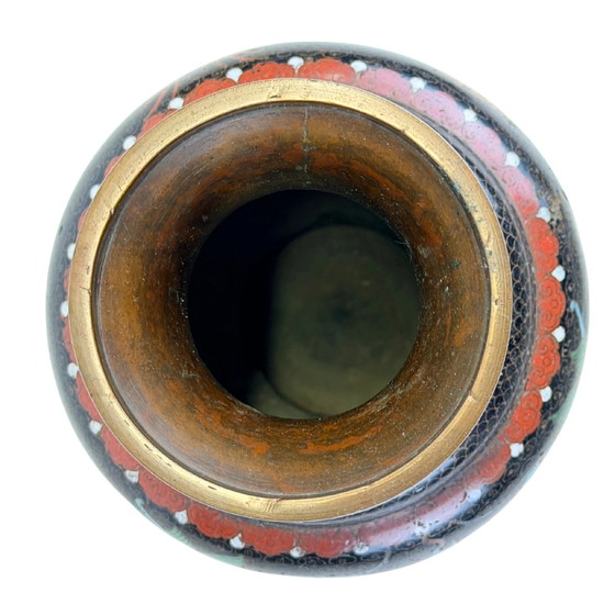 Coppia Grandi Vasi Cloisonné Cinesi – Stile Qing – Decorazione Drago Arcaico – Metal (photo 5 of 11)