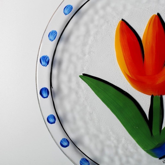 Image 1 of Vintage Kosta Boda Scandinavian flower design platter by Ulrica Hydman Vallien / Sweden / 1991