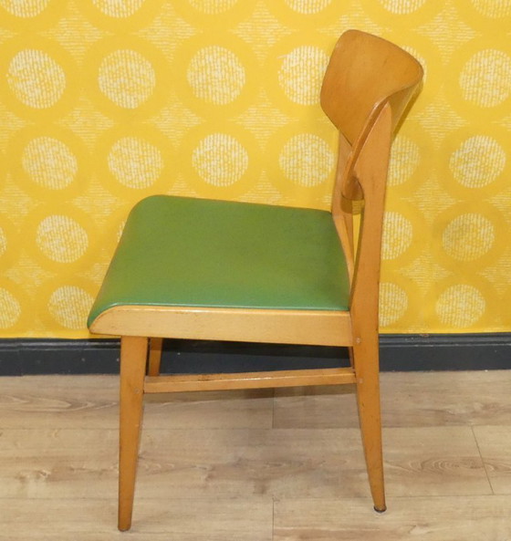 Image 1 of Classic Casala wooden chair kitchen green/beige beech wooden chair vintage retro nostalgia 50s 60s industrial desk chair