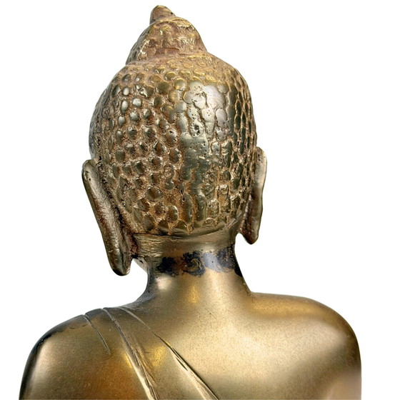 Antieke 19e-eeuwse Tibetaanse handgemaakte zittende Boeddha met significante patina – Beeldhouwkunst, Bronze (photo 9 of 11)