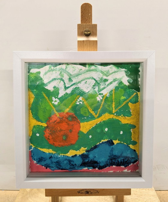 Image 1 of ABSTRAIT SOLEIL PAYSAGE MARIN PEINTURE NIGEL WATERS ORIGINAL SIGNÉ ENCADRÉ ŒUVRE D'ART ART