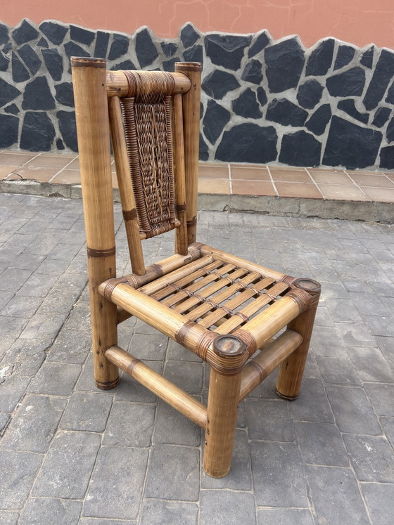 Mid-Century Vintage Chunky Bamboo Dining Set - Round Table & 4 Chairs (1970s) – Dining tables, Other (photo 8 of 8)