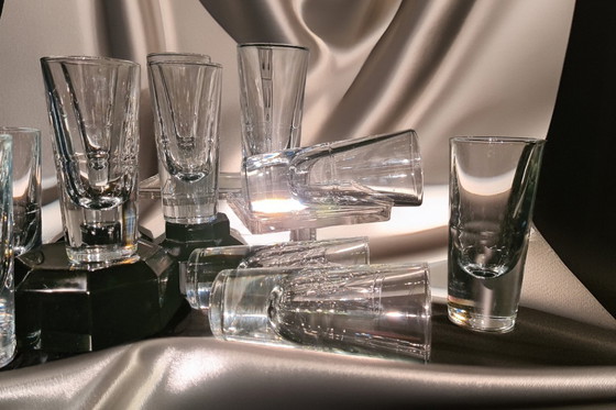 Image 1 of Murano-14 Carlo Moretti Italy heavy aperitif bar Bullet drinking glasses