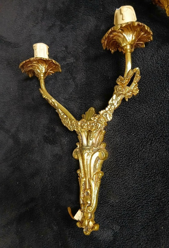 Image 1 of Apliques de pared de bronce dorado estilo Art Nouveau