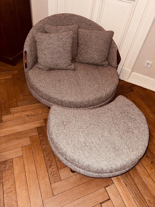 Adrian Pearsall for Craft Associates - Havana Chair met Ottoman Mid Century Lounge Fauteuil jaren 60