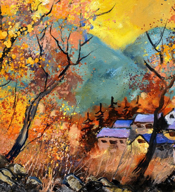 Dipinto paesaggistico, Olio su tela, Dipinti e disegni, Giallo, Figuratief (foto 3 di 5)