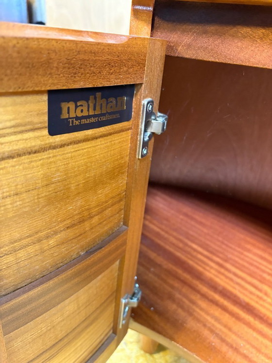 Image 1 of Vintage Nathan Teak Corner Cabinet (c. 1960s–1970s) – Mid-Century Modern  A beautiful and highly practical vintage teak corner c