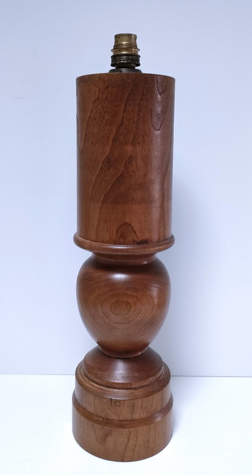 Lámpara grande de roble macizo con estampado vintage