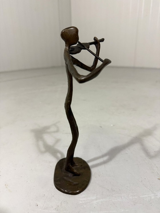 Image 1 of Abstract bronze statue of a violinist 1970-80's