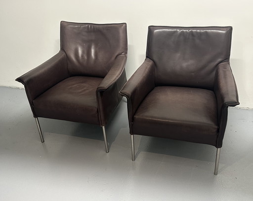 2 Design On Stock Limec armchairs in brown leather
