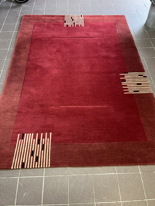 Rug 100% wool, Nepal Danda, 60 knots red, black, white