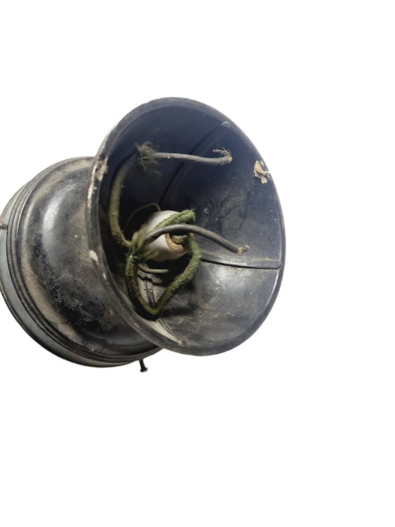 Art Deco Ceiling Lamp with Glass Shade, Poland, 1950s – Ceiling lights, Metal (photo 7 of 7)