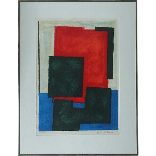 Litografia a colori d'epoca di Osmund Hansen, anni '80