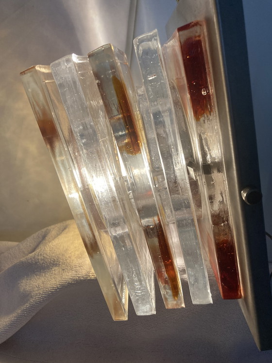 Image 1 of Applique vintage anni '70 in vetro trasparente e fumé per Poliarte