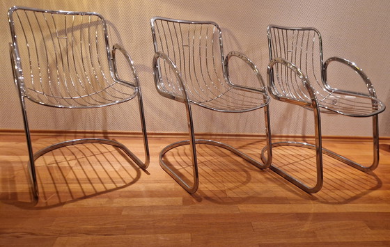 Image 1 of Gastone Rinaldi 4x Chrome Chairs