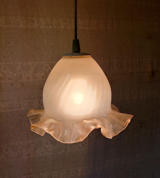 Globe pendant light in skirted glass - mid-20th century – hanglampen