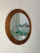 Vintage Danish Teak Mirror, Round, 1970's