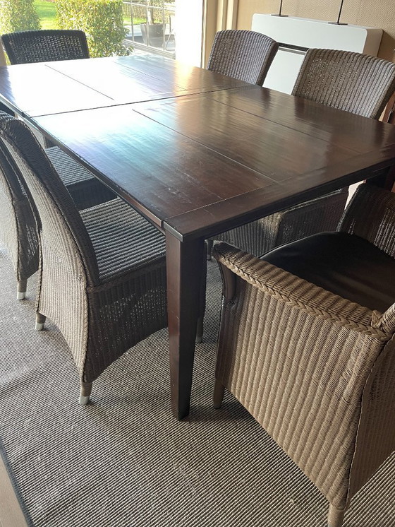 Image 1 of Table de salle à manger en merisier + 6 chaises de style campagnard Vincent Sheppard