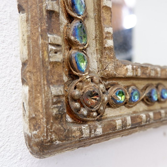 Image 1 of Miroir en stuc et pierres colorées dans le style des Creaciones Gobesso, Italie