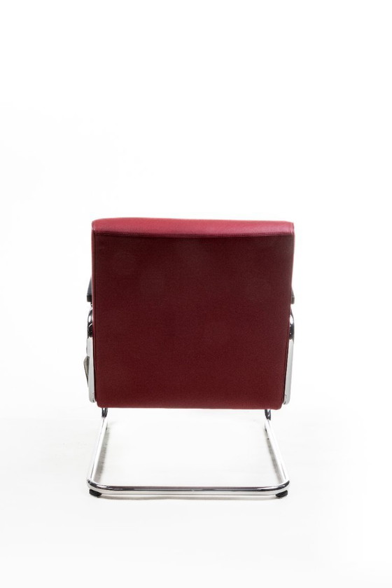 Image 1 of 1x Thonet S411 + ottoman - Red leather