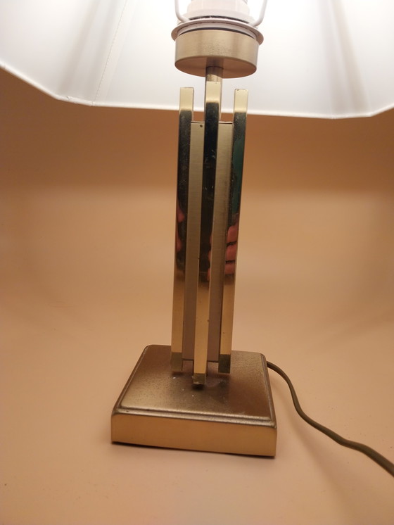 Image 1 of 1 x lampada da tavolo in ottone nello stile di Willy Rizzo DeKnudt anni '80