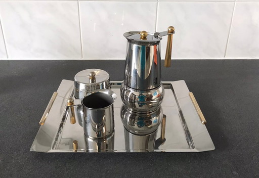 Espresso or moka set INOX, vintage 