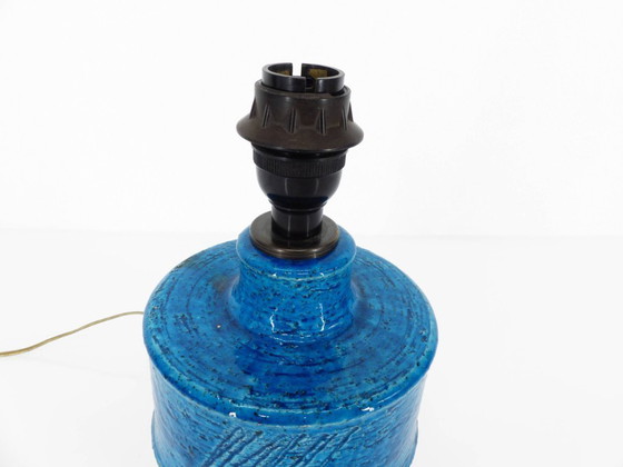 Image 1 of Scandinavische blauwe steengoed lamp van Inger Persson voor Rörstrand, Zweden 1960