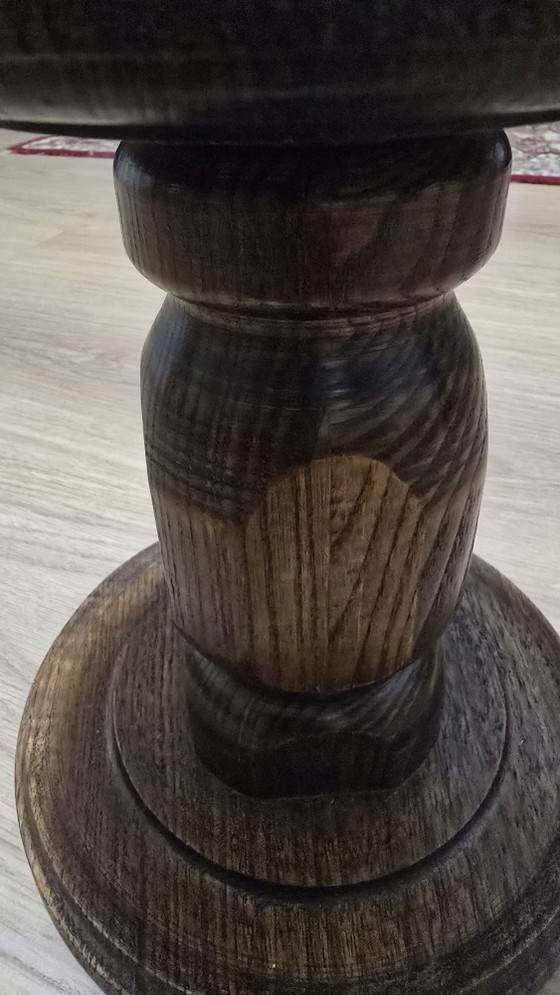 Vintage Brutalistische Houten Kerk Kandelaar - Massief Eiken (28cm) – Kandelaars en kaarsen (photo 6 of 13)