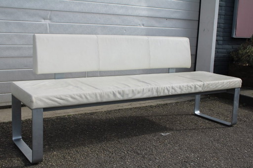 Rolf Benz 620 Dining Bench White Leather - 200cm – 3 5 zitsbanken (photo 2 of 6)