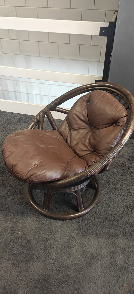 Vintage Manou Rattan-Drehstuhl