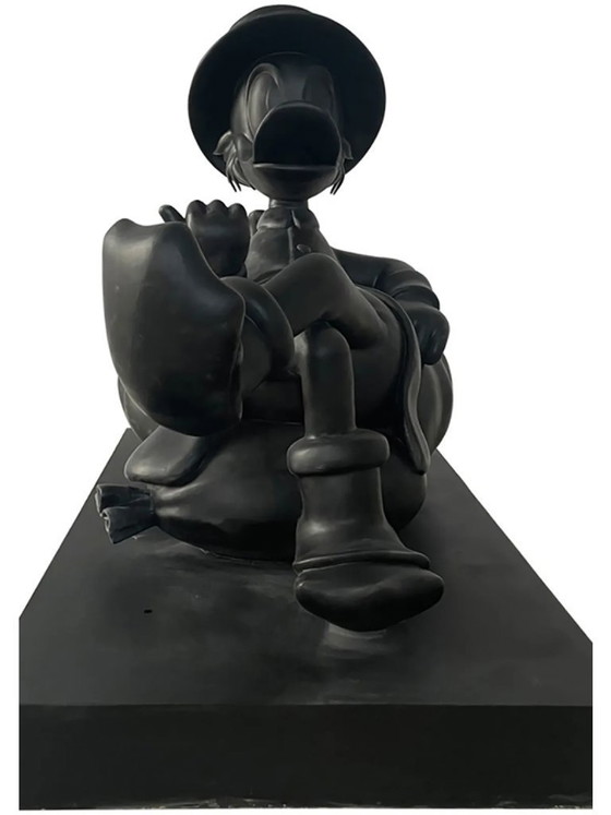 Image 1 of Fiberglass Sculpture - Duck with Money Cartoon Character - Black