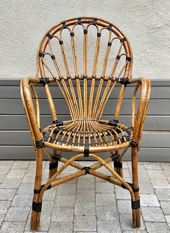 Vintage Rattan Peacock Armchair – France, 1970s – Plastic (photo 3 of 10)
