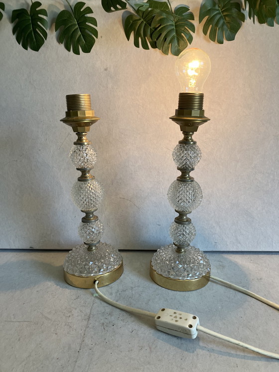 Image 1 of Palme & Walter / Lampada da tavolo in cristallo di metà secolo Palwa