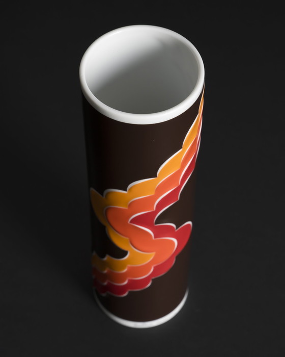 Image 1 of Curated ROSENTHAL & FÜRSTENBERG Vase Duo Geometric Relief & Pattern 70s Retro