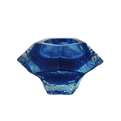 Aschenbecher aus blauem Muranoglas von Flavio Poli für Seguso, 1960er Jahre