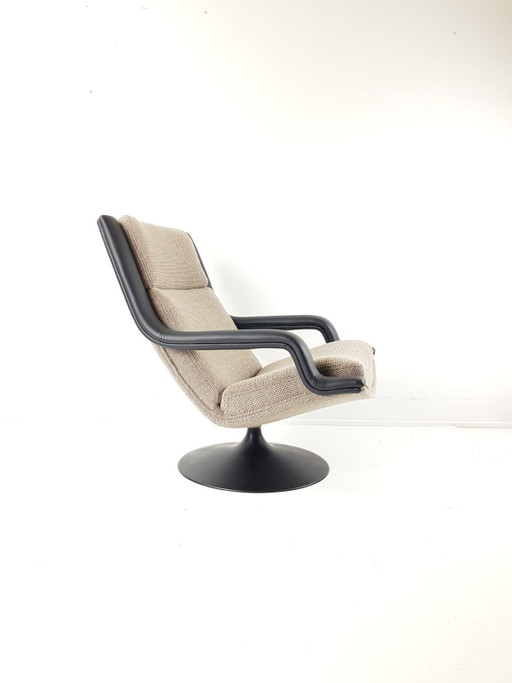 Poltrona girevole Artifort vintage in tessuto Ploeg pelle beige marrone – fauteuils, Wool, Metal