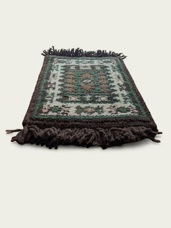 Zeldzame Vintage Tafelloper in Oosterse/Etnische Stijl – 24 x 40 cm – Bruin, beige & groen – Tafelaccessoires (photo 5 of 5)
